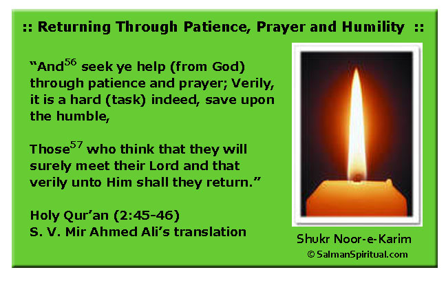 Returning Through Patience, Prayer and Humility