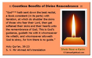 Countless Benefits of Divine Remembrance – Higher Spiritual Enlightenment